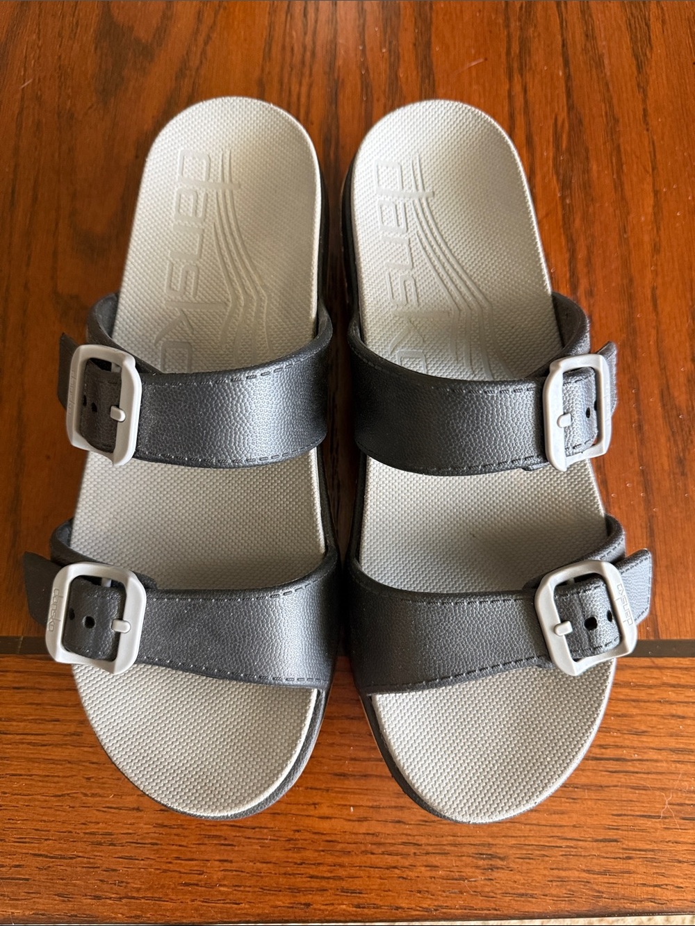 Dansko Black Double-Strap Buckle Sandals